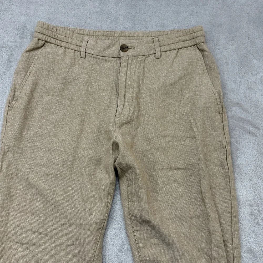 Banana Republic Athletic Linen Pants Mens 30x30 Khaki Tapered Casual Vacation